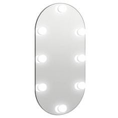 Vidaxl Ogledalo z LED lučkami 80x40 cm stekleno ovalno