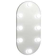 Vidaxl Ogledalo z LED lučkami 60x30 cm stekleno ovalno