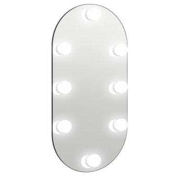Vidaxl Ogledalo z LED lučkami 60x30 cm stekleno ovalno