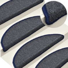shumee vidaXL Preproge za stopnice 15 kosov temno sive in modre 56x17x3 cm