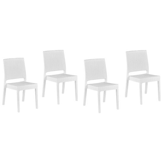 Beliani Komplet 4 vrtnih stolov iz ratana v beli barvi FOSSANO