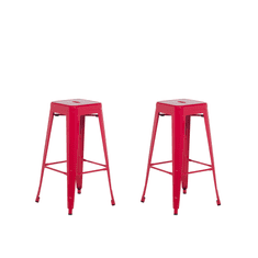 Beliani Komplet 2 barskih stolčkov 76 cm rdeča CABRILLO