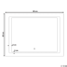 Beliani Kopalniško ogledalo z LED osvetlitvijo pravokotno 60 x 80 cm WASSY