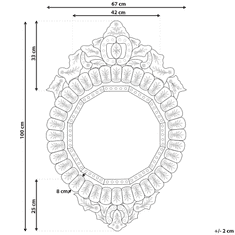 Beliani Stensko ogledalo srebrno 67 x 100 cm CRAON