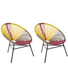 Beliani Komplet dveh foteljev iz ratana roza-rumeno-beljaste barve ACAPULCO