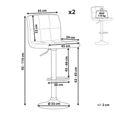Beliani Komplet 2 bež oblazinjenih barskih stolov MARION