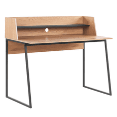 Beliani Pisalna miza s polico 120 x 59 cm svetel les / črna GORUS