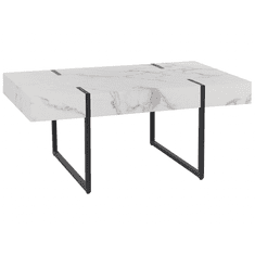 Beliani Kavna mizica z učinkom belega marmorja s črno barvo MERCED