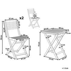 Beliani Beli vrtni bistro set zložljive mize in stolov FIJI