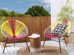 Beliani Komplet dveh foteljev iz ratana roza-rumeno-beljaste barve ACAPULCO