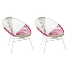 Beliani Garnitura dveh foteljev iz ratana belo-belo-rožnata ACAPULCO