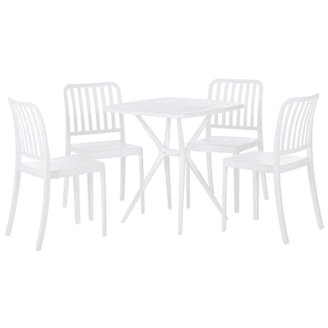 Beliani Vrtni jedilni set s 4 sedeži bele barve PRODAJA