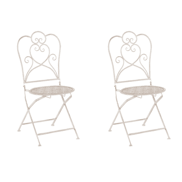 Beliani Komplet dveh vrtnih stolov kovinsko bež barve TRIESTE