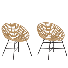 Beliani Komplet 2 stolov iz ratana svetlo rjave barve ACERRA