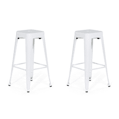 Beliani Komplet 2 barskih stolčkov 76 cm bele barve CABRILLO