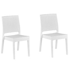 Beliani Komplet 2 vrtnih stolov iz ratana v beli barvi FOSSANO