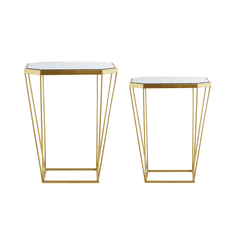 Beliani Garnitura dveh zlatih odlagalnih mizic z ogledalom SIERRA