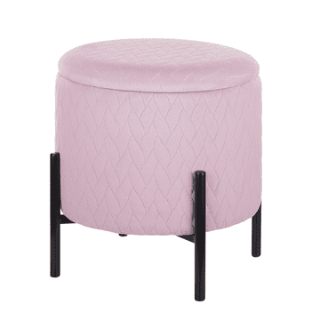 Beliani Žametni otoman s prostorom za shranjevanje roza WENONA
