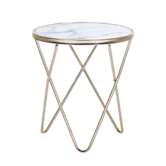 Beliani Kavna mizica z učinkom belega marmorja in zlata MERIDIAN II