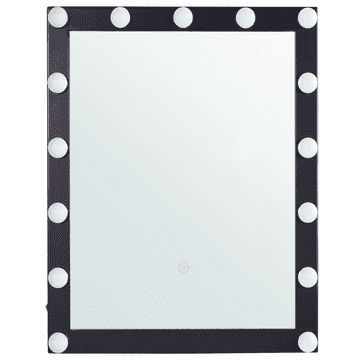 Beliani Stensko ogledalo LED kovinsko 50 x 60 cm črno ODENAS