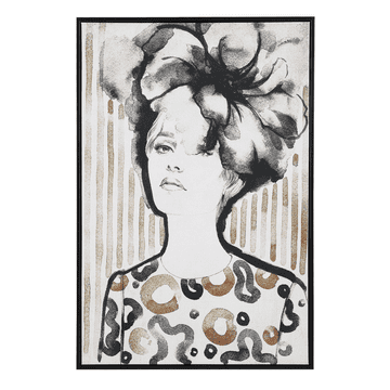 Beliani Stenska poslikava z ženskim motivom 63 x 63 cm črno rjava NICOSIA
