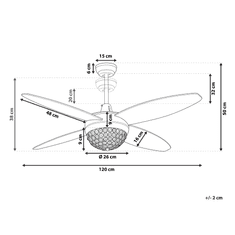 Beliani Stropni ventilator v srebrni in bež barvi z lučjo ZARQA