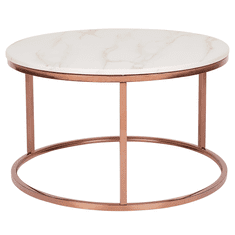 Beliani Kavna mizica z marmornim učinkom belo-medena CORAL