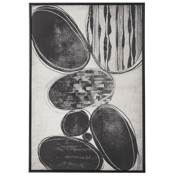 Beliani Uokvirjena abstraktna slika na platnu 63 x 93 cm črno-bela LONIGO