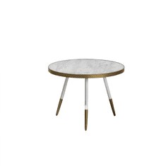 Beliani Kavna mizica z videzom belega marmorja in nogami iz belega zlata RAMONA