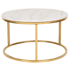 Beliani Kavna mizica z marmornatim učinkom belo-zlata CORAL