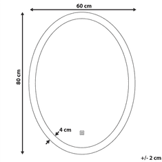 Beliani Kopalniško ogledalo z LED osvetlitvijo ovalno 60 x 80 cm VIRIAT