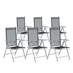 Beliani Vrtni set 6 stolov črn nastavljiv aluminij CATANIA