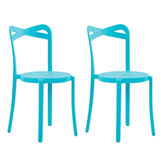 Beliani Komplet 2 modrih plastičnih jedilnih stolov CAMOGLI