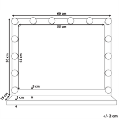 Beliani Stoječe ogledalo LED 50 x 60 cm belo BEAUVOIR