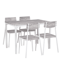 Beliani Jedilni set jedilna miza in 4 stoli siva z belo BISMARCK