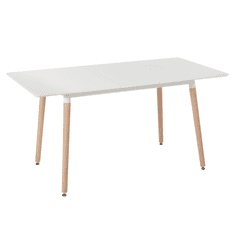 Beliani Zložljiva jedilna miza 120/150 x 80 cm bela / svetel les MIRABEL