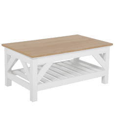 Beliani Kavna mizica iz svetlega lesa z belo barvo SAVANNAH