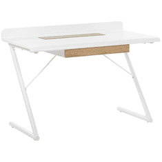 Beliani Pisalna miza 120 x 60 cm bela s svetlim lesom FOCUS
