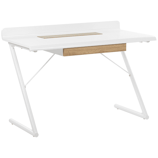 Beliani Pisalna miza 120 x 60 cm bela s svetlim lesom FOCUS