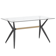 Beliani Jedilna miza, SACRAMENTO,140 x 80 črna/ steklo