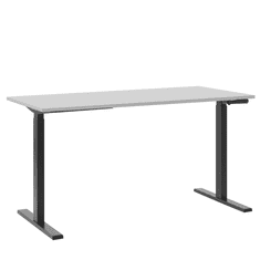 Beliani Ročno nastavljiva miza 130 x 72 cm siva s črno barvo DESTIN II