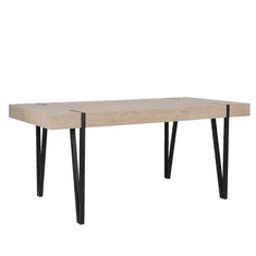Beliani Jedilna miza 150 x 90 cm, svetel les s črno barvo ADENA