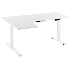 Beliani Kotna električna pisalna miza leva stran 160 x 110 cm bela DESTIN II