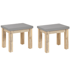 Beliani Komplet 2 vrtnih stolov iz betona in akacijevega lesa sive barve OSTUNI