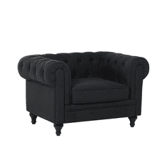 Beliani Oblazinjen temno siv vintage fotelj CHESTERFIELD
