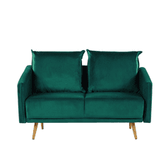 Beliani Žametni 2-sedežni kavč smaragdni MAURA