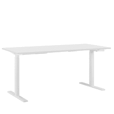 Beliani Ročno nastavljiva pisalna miza 160x72 cm bela DESTIN II