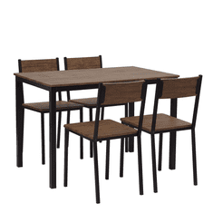 Beliani Garnitura jedilne mize in 4 stolov iz temnega lesa s črno barvo HAMRY