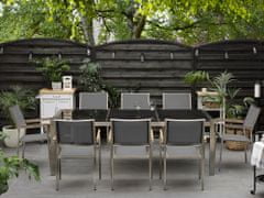 Beliani Zunanji vrtni set, 8 stolov iz poliranega naravnega kamna sive barve GROSSETO