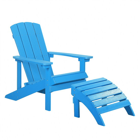 Beliani Vrtni stol z naslonom za noge modre barve ADIRONDACK